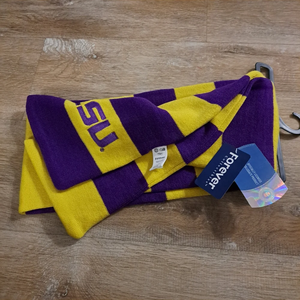 Forever Collectibles LSU Purple and Gold Striped Scarf One Size